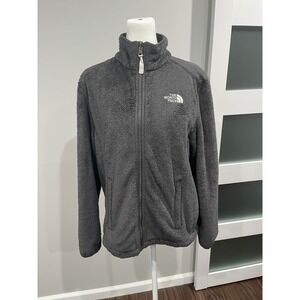 The North Face Womens Fleece Jacket Gray Zip Up Fuzzy Sherpa Warm‎ Size M
